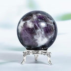 Crocon 50mm Morado Opal Sphere Ball With Metal Stand 1400+ Carats - Gemstone Healing Sculpture Figurine for Fengshui Divination, Home Decoration, Photography Crystal