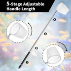 2 PCS Aquarium Shrimp Net, 2 Inch Small Fish Nets for Fish Tank with Long Extendable Stainless Steel Handle, Round Fine Mesh Net for Fishes Shrimp Tank Pond Creek Food Residue Debris Skimming Tool