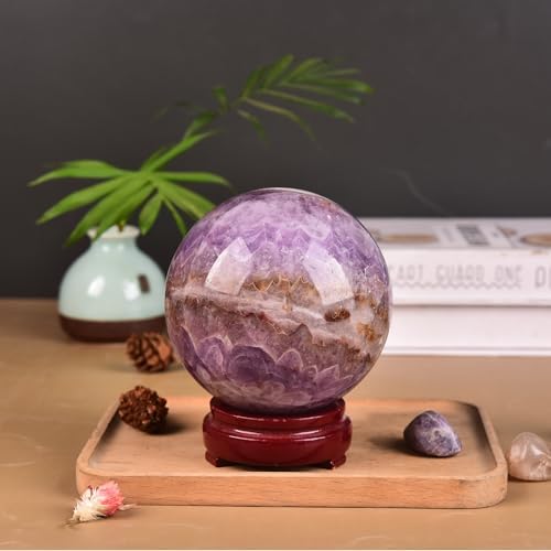 JIC Gem Extra Large Amethyst Agate Crystal Sphere Amethyst Decorative Crystal Ball Gemstone Sphere for Meditation Office Table Decorations 100-110mm