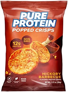 Pure Protein Popped Crisps Bundle, Hickory Barbecue & Sweet Chili Flavors, High Protein Snack, 12G Protein, 1.27oz., 12 Count