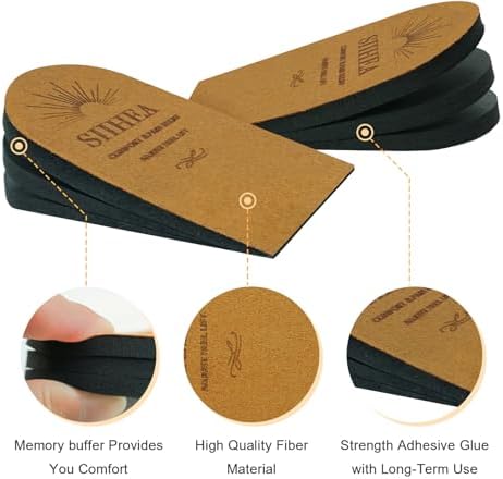 Adjustable Heel Lifts Inserts, 1/8'' Height Increase Insoles for Achilles Tendonitis, Heel Pain, Leg Length Discrepancy, Plantar Fasciitis, Shoe Lifts (Medium)