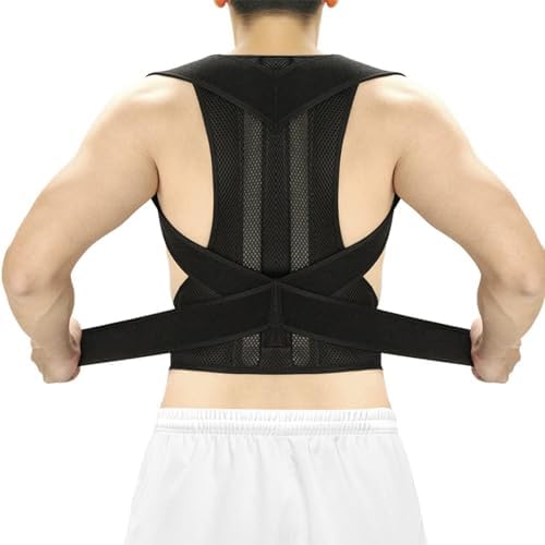 Plus Size XS-5XL Posture Corrector Women Men Back Brace For Upper And Lower Back Pain Relief, Adjustable Scoliosis Hunchback Correction Belt Decompression Neck Shoulders(Black,4X-Large)
