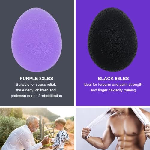 Stress Balls for Adults, Hand Exersicers for Strength, Squeeze Balls for Hand Therapy, Hand Exersice Balls for Hand, Finger and Wrist Training with Carrying Bag