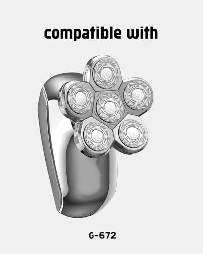 AW Shaver Replacement Head, 6 Blades Head Shaver Replacement Heads Compatible with AidallsWellup Replacement Head for AidallsWellup G-672 Head Shaver for Bald Men, 1 Cleaning Brush