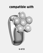 AW Shaver Replacement Head, 6 Blades Head Shaver Replacement Heads Compatible with AidallsWellup Replacement Head for AidallsWellup G-672 Head Shaver for Bald Men, 1 Cleaning Brush