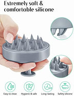 HEETA Scalp Massager Hair Growth, Soft Silicone Scalp Scrubber Shampoo Brush for Exfoliation, Dandruff Removal Head Massage Stress Relax, Wet & Dry Use for Thick Thin Curly Hair Care, Sky Gray