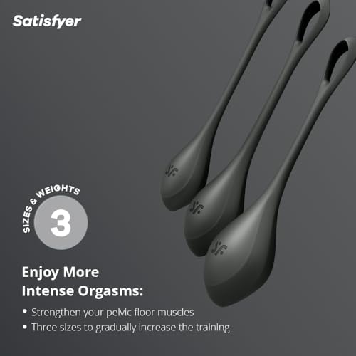 Satisfyer Yoni Power 2 Kegel Balls - Kegel Exercise Weights, Ben Wa Balls, Pelvic Floor Training, Tightening, Ideal for Beginners, 3-Piece Set (Black)