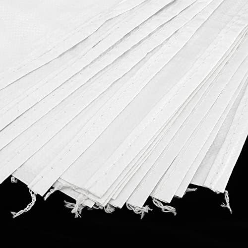 SEUNMUK 50 Pack 18 x 30 Inch Empty Sandbags, Empty White Woven Polypropylene Sand Bags, Heavy Duty Flood Protection Sand Bags with 20 M Ties for Flood Control, Storage