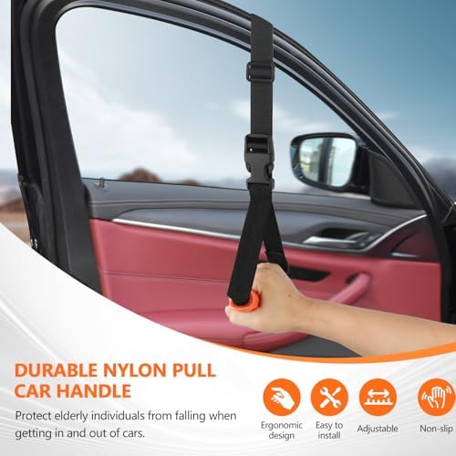 Car Door Handle for Elderly, 3-in-1 Car Handle Assist for Seniors, Portable Auto Cane Vehicle Support Handle, 500 lbs Capacity, Non-Slip Door Assist Bar