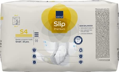 Abena Slip Premium Incontinence Briefs, Level 4, (Small to Extra Large Sizes), Small, 75 Count