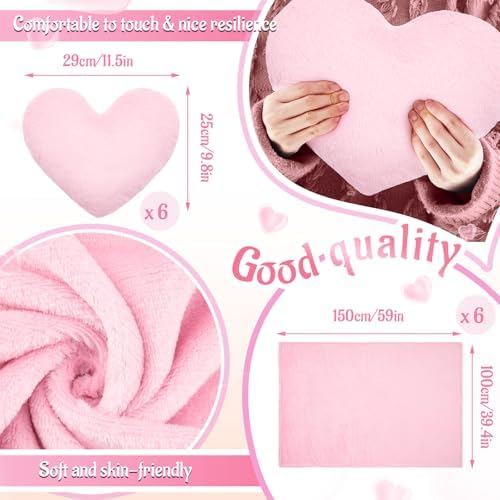 Fanfanwin 36 Pcs Spa Sleepover Party Supplies for Girls, Slumber Party Favors with Throw Blanket Heart Pillows Silk Headband Eye Mask and Bag for Pajama Spa Birthday Supply