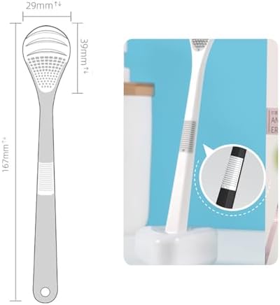 YUHANG 2 Pack Tongue Scraper,Tongue Cleaner,PP+TPR,with Hanging Rack for Adults and Children - Reduces Bad Breath and Freshens Breath (White)