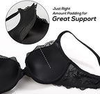 DOBREVA Women's Push Up Lace Bra Underwire Plunge Full Coverage Bras Sexy Plus Size Support