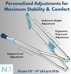 Foldable Ergonomic Crutches – Adjustable, Lightweight Crutches with Ergonomic Grips – Compact, 3X Comfortable Support – Fits 4’10” to 6’4” – 250 lb Capacity