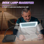 Large 5X Rechargeable Magnifying Glass with Light and Stand, 50 LED Flexible Gooseneck Hands Free Magnifying Desk Lamp,Full Large Page Magnifier for Reading,Sewing,Crafts,Painting,DIY