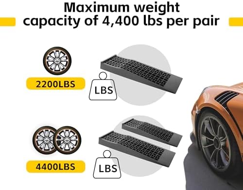 MaxxHaul 50516 4,400 lb. Capacity Low Profile Car Ramps, 2-Count, Black (Pack of 1)