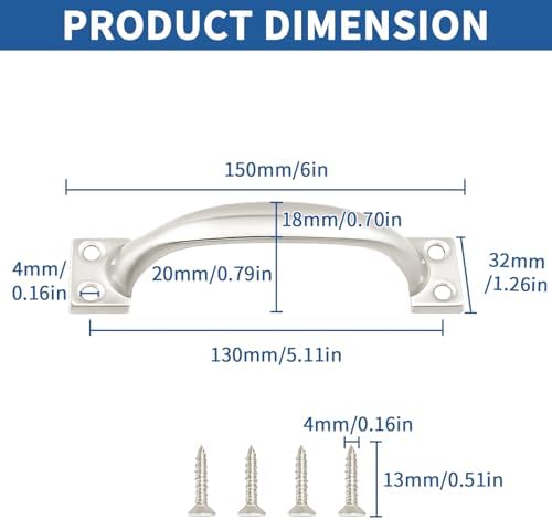 TamBee 6 Inch Gate Handle Outdoor 304 Stainless Steel Door Pull Handle Rustproof Barn Door Handles for Fences Garage Yard (2 Pack)
