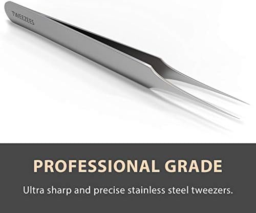 Ingrown Hair Tweezers | Pointed Tip | Precision Stainless Steel | Extra Sharp and Perfectly Aligned for Ingrown Hair Treatment & Splinter Removal For Men and Women | By Tweezees