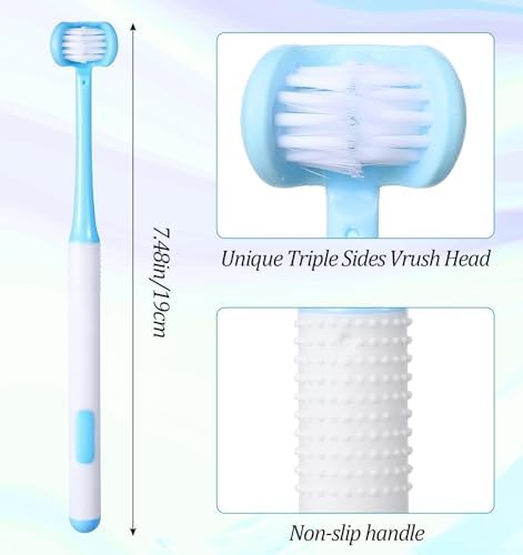 3 Pcs 3 Sided Toothbrush, Autism Toothbrush for Adults & Kids, U-Shaped Soft Bristles for Complete Teeth Care, Autism & Sensory Friendly Design