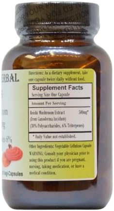 Barlowe's Herbal Elixirs Reishi Mushroom Extract Supplement | Red Reishi | Ganoderma Lucidum |30% Polysaccharides| 6% Triterpenes | 500mg | 60 Veggie Capsules