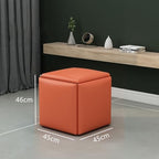 5 in 1 Nesting Ottoman Cube Chair, Leather Square Stackable Sofa Chair, Movable Footstool on Wheels for Bedroom, Living Room,Orange