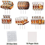 18Pcs Whiskey Cupcake Toppers Glitter Aged To Perfection Party Supplies Cheers to 30th 40th 50th 60th Birthday Cake Decorations Whiskey Theme Party Supplies