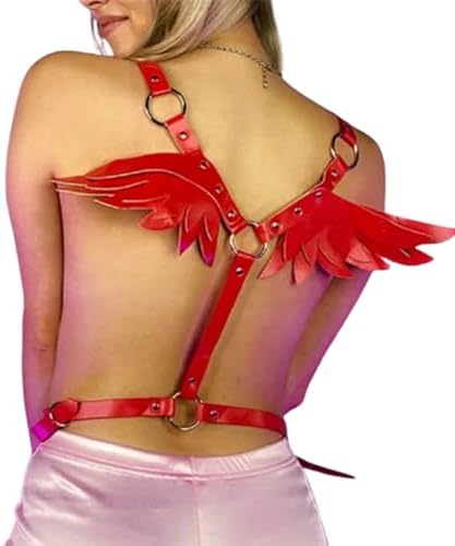 Women's Body Chest Harness Belt with Angel Wings, Body Caged Neck Waist Harness Bondage Strap fMardi Gras