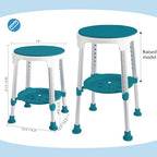 Shower Stool Chair for Inside Shower, Upgrade Small Corner Plastic Stool for Seniors Adult, 360° Swivel Shower Stool Seat for Bathroom, 6-Level Adjustable Height Bath Chair Stools with Shelf