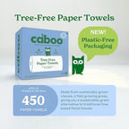 Caboo Tree Free Paper Towels, 6 Rolls, Plastic Free & Eco Friendly, Earth Friendly, Sustainable Kitchen Paper Towels with Strong 2 Ply Sheets