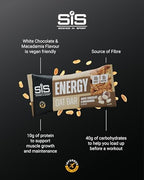 Science in Sport Energy Oat Bar - Oat Energy Bar for Elite Athletes - 40g Carbohydrates - 10g Protein - Balanced Nutrition Sports Snack - Vegan-Friendly - White Chocolate & Macadamia Flavor - 12 Count