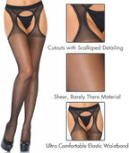 Leg Avenue Womens High Waist Sheer Suspender Pantyhose Stockings