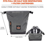 Ergodyne Arsenal 5186 Respirator Mask Storage Bag, Fits Half and Full Face Respirators, Adjustable Roll Top Closure,Gray