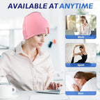 Migraine Relief Cap, Soothing Headache Ice Face Mask Products, Hot and Cold Therapy, Migraine Headache Relief Cap for Migraine, Sinus, Puffy Eyes, Tension, Stress and Hangover(Pink)