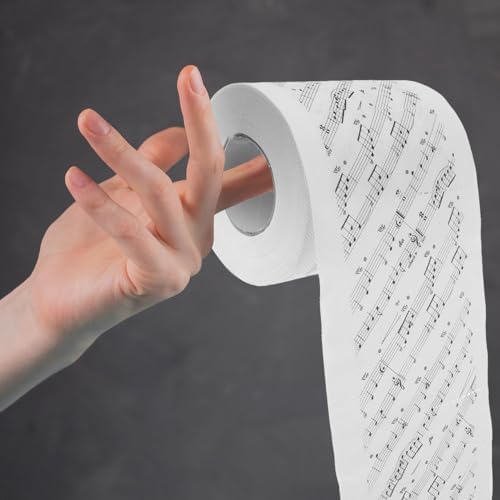 Music Notes Toilet Paper Roll Soft 1-Pack Printed Tissue 3.93X3.93X0.03In Creative Musical Note Bathroom Decor Gift for Music Lovers