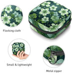 Sanitary Napkin Storage Bag for Feminine Pads, First Period Kit for Women, Happy St Patrick's Day Four Leaf Clover Portable Menstrual Period Sanitary Pouch