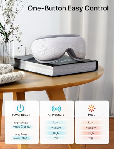 ALLJOY Eye Massager with Heat, Mothers Day Gifts for Women Men, Bluetooth Music Sleep Mask for Migraine Relief, Eye Strain, Dark Circles & Dry Eyes
