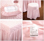 Massage Table Sheet Sets,Massage Table Cover, Body Massage Bed Spa Table Skirt, Includes Skirt Sheet with Face Hole,Quilt Over,Quilt,Pillowcase,Round Stool Cover 5 Pcs