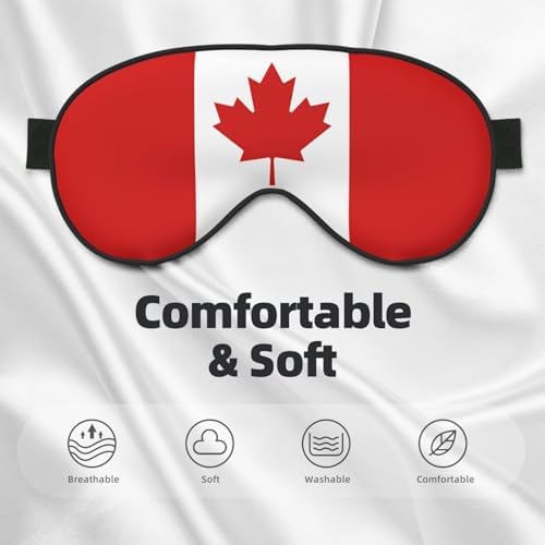 Cute Canada Flag Sleep Mask for Women Men Soft Breathable Eye Mask with Adjustable Strap for Home Bed, Sofa, Travel