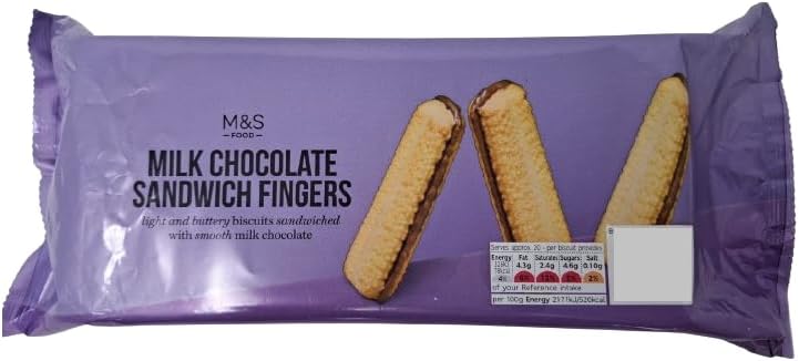 Premier Life M&S Milk chocolate Sandwich fingers buttery biscuits with smooth chocolate 300g - 2 Pack