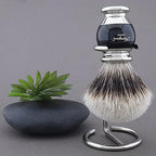 Haryali London Synthetic Silver Tip Badger Hair Shaving Brush with Brush Stand/Holder