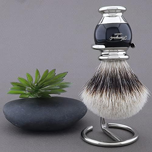 Haryali London Synthetic Silver Tip Badger Hair Shaving Brush with Brush Stand/Holder