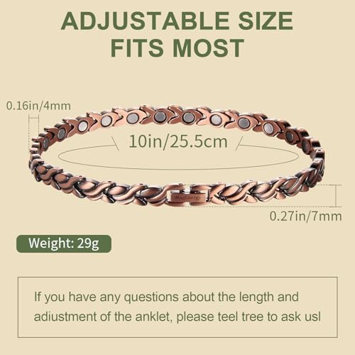 MagEnergy Copper Ankle Bracelet for Women, Christian Magnetic Anklets with 3500 Gauss Magnets, Adjustable Biblical Cross Anklet, Jewelry Gift