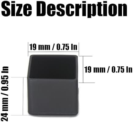 20Pcs 3/4 Inch (19mm) Square Rubber Chair Leg Tips Caps, Chair Table Leg Covers Floor Protectors, Chair Leg End Caps for Furniture, Table