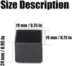20Pcs 3/4 Inch (19mm) Square Rubber Chair Leg Tips Caps, Chair Table Leg Covers Floor Protectors, Chair Leg End Caps for Furniture, Table