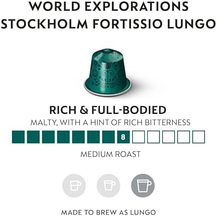 Nespresso Capsules Original Line, Stockholm Fortissio Lungo, Dark Roast Coffee, 50 Count Coffee Pods