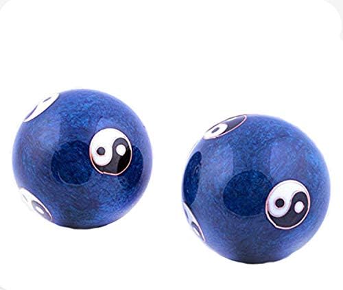 XMHF Cloisonne Yin-Yang Chinese Meditation Baoding Healthy Exercise Ball Blue 2Pcs