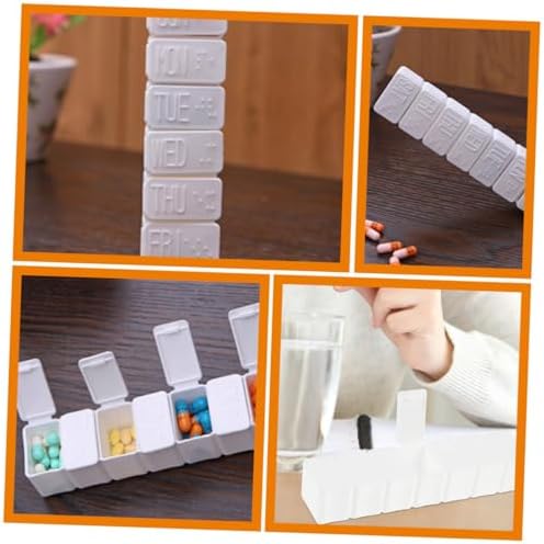 IMIKEYA 7-Day Braille Medicine Organizer Pill Box with 7 Compartments, Portable Long Pill Case for Visually Impaired, Weekly Medication Holder for Blind Users