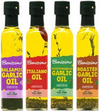 Benissimo Herb Infused Cooking Oil Chef Pack – 4 Artisan Flavored Oils: Italiano, Roasted Garlic, Mediterranean Garlic & Balsamic Garlic – Gourmet Cooking Oil Gift Set, All Natural, 8.1 fl oz Each