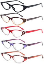 Cat Eye Reading Glasses for Women 5 Pairs Spring Hinge Fashion Readers Anti Blue Light Computer