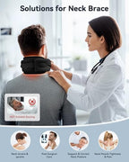 Heated Neck Brace Cervical Collar - Neck Support Brace with Heating Pad, Soft Foam Wraps Keep Vertebrae Stable and Aligned for Relief of Cervical Spine Pressure for Women & Men Black (M Size)